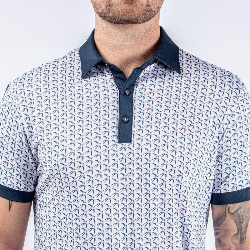 Galvin Green Malcolm Short Sleeve Golf Shirt (White, Navy & Orange)