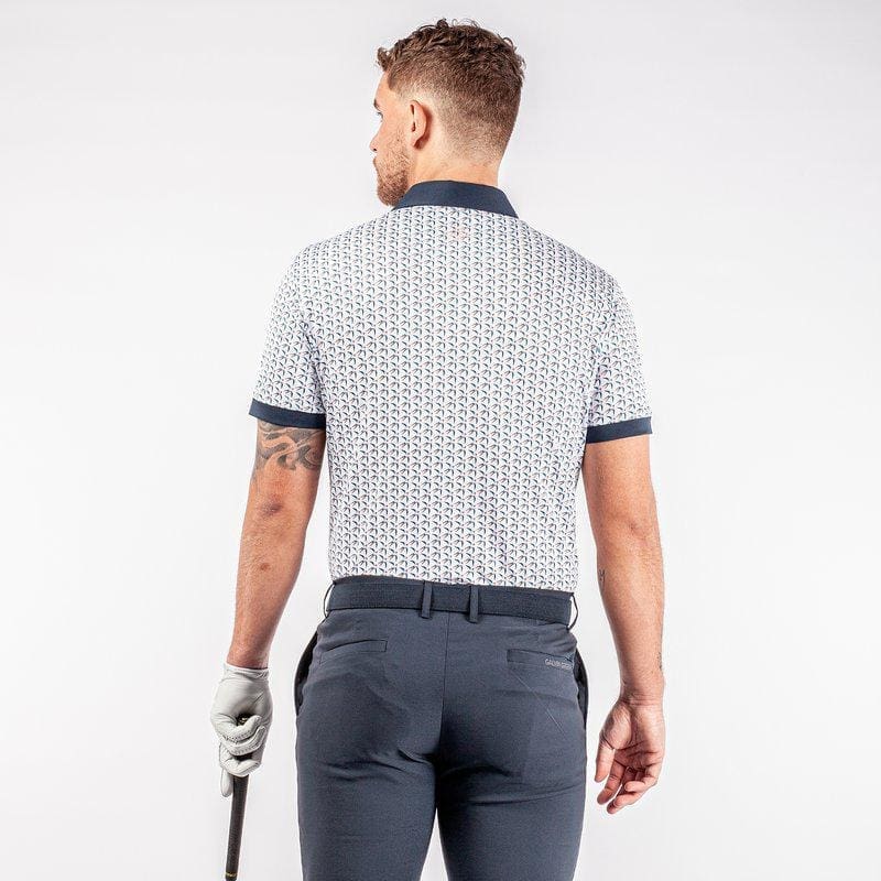 Galvin Green Malcolm Short Sleeve Golf Shirt (White, Navy & Orange)