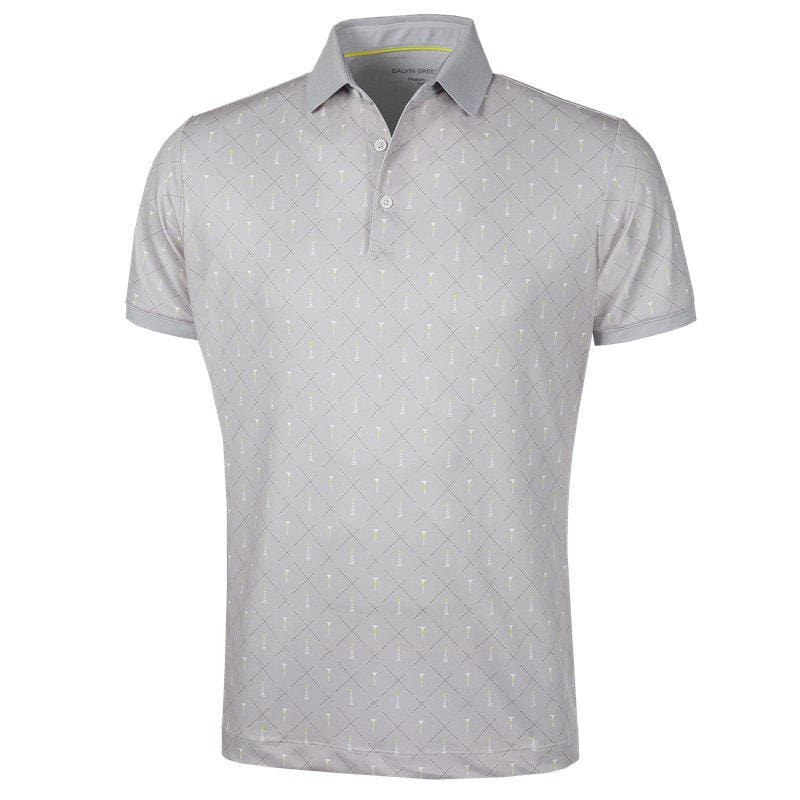 Galvin Green Manolo Short Sleeve Golf Shirt (Cool Grey, White & Sunny Lime)
