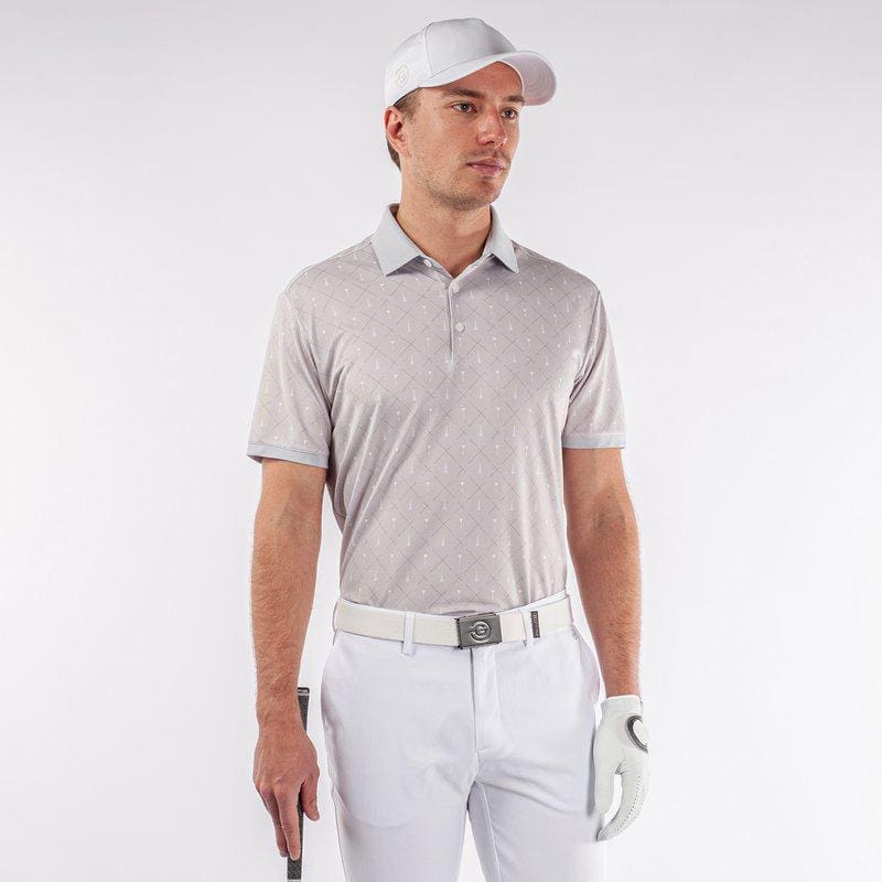 Galvin Green Manolo Short Sleeve Golf Shirt (Cool Grey, White & Sunny Lime)