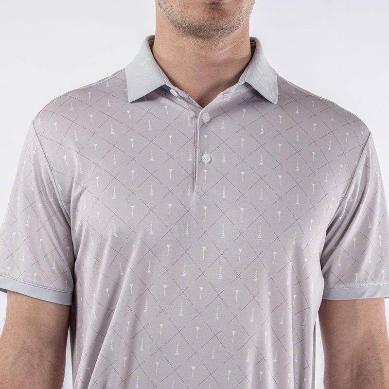 Galvin Green Manolo Short Sleeve Golf Shirt (Cool Grey, White & Sunny Lime)