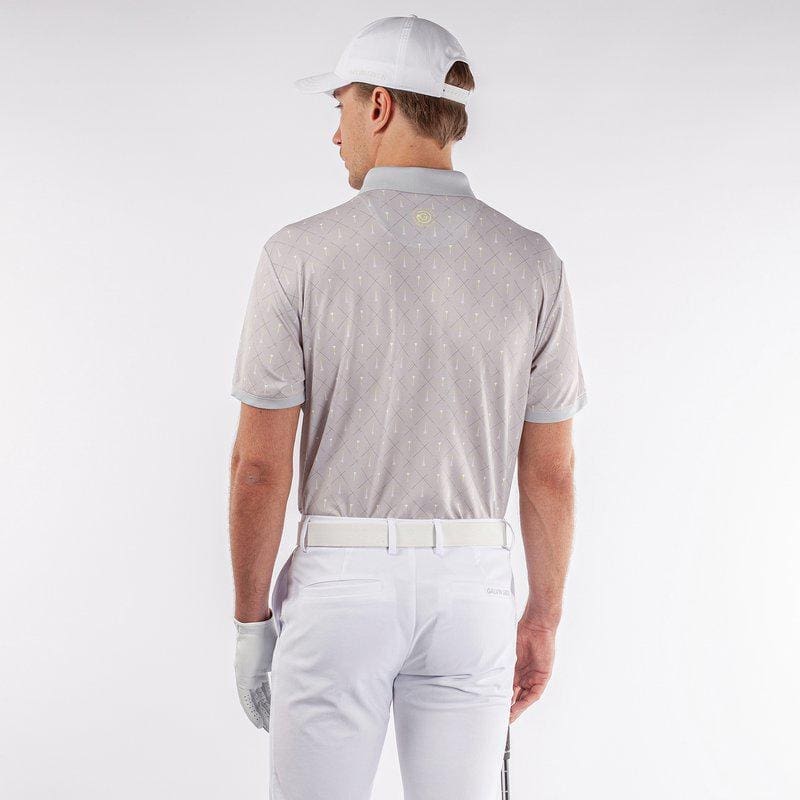 Galvin Green Manolo Short Sleeve Golf Shirt (Cool Grey, White & Sunny Lime)