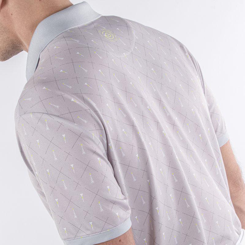 Galvin Green Manolo Short Sleeve Golf Shirt (Cool Grey, White & Sunny Lime)