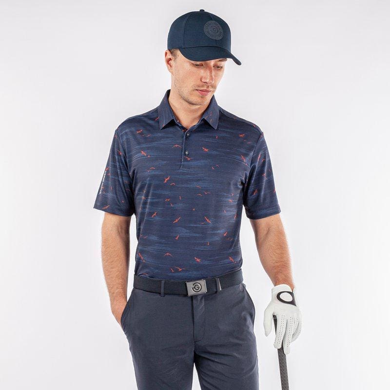 Galvin Green Marin Short Sleeve Golf Shirt (Navy & Orange)