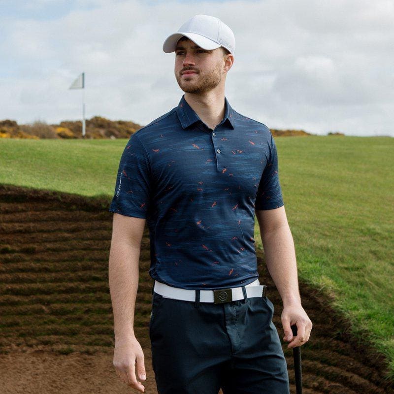 Galvin Green Marin Short Sleeve Golf Shirt (Navy & Orange)