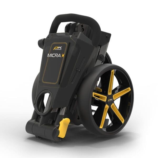 PowaKaddy Micra - Push Golf Trolley - Gun Metal & Yellow