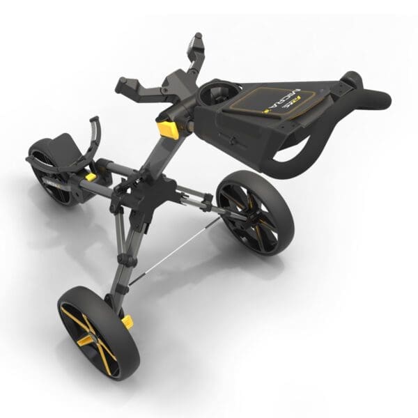 PowaKaddy Micra - Push Golf Trolley - Gun Metal & Yellow