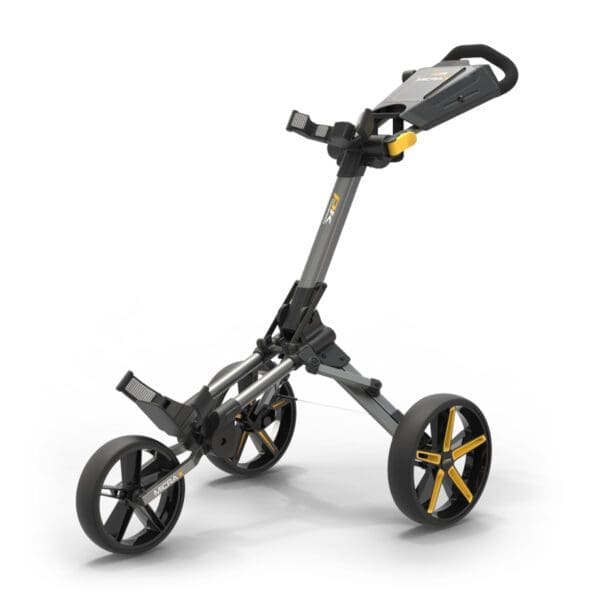 PowaKaddy Micra - Push Golf Trolley - Gun Metal & Yellow