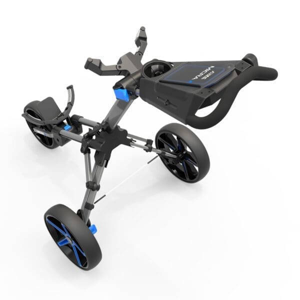 PowaKaddy Micra - Push Golf Trolley (Gun Metal & Blue)