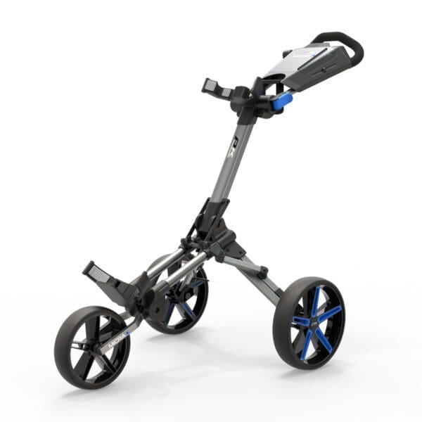 PowaKaddy Micra - Push Golf Trolley (Gun Metal & Blue)
