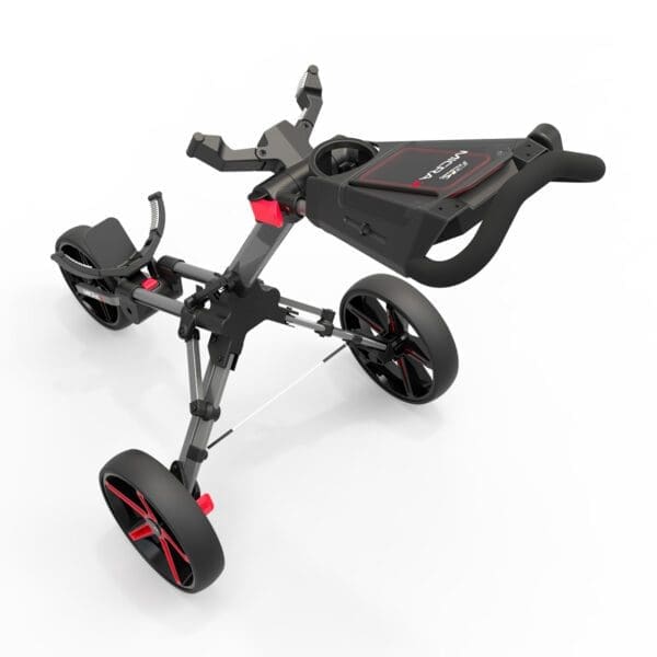 PowaKaddy Micra - Push Golf Trolley (Gun Metal & Red)