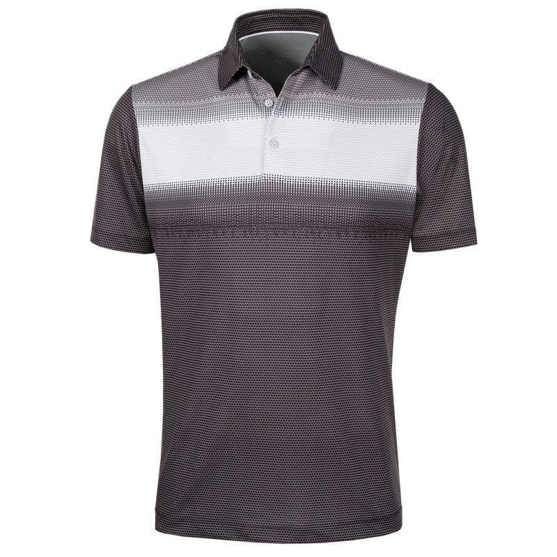 Galvin Green Mo Short Sleeve Golf Shirt (Black, White & Sharkskin)