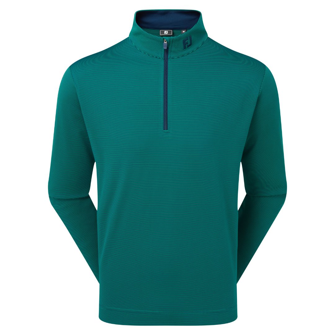 FootJoy Ottoman Stripe Chill-Out Quarter-Zip Pullover - Navy & Field Green