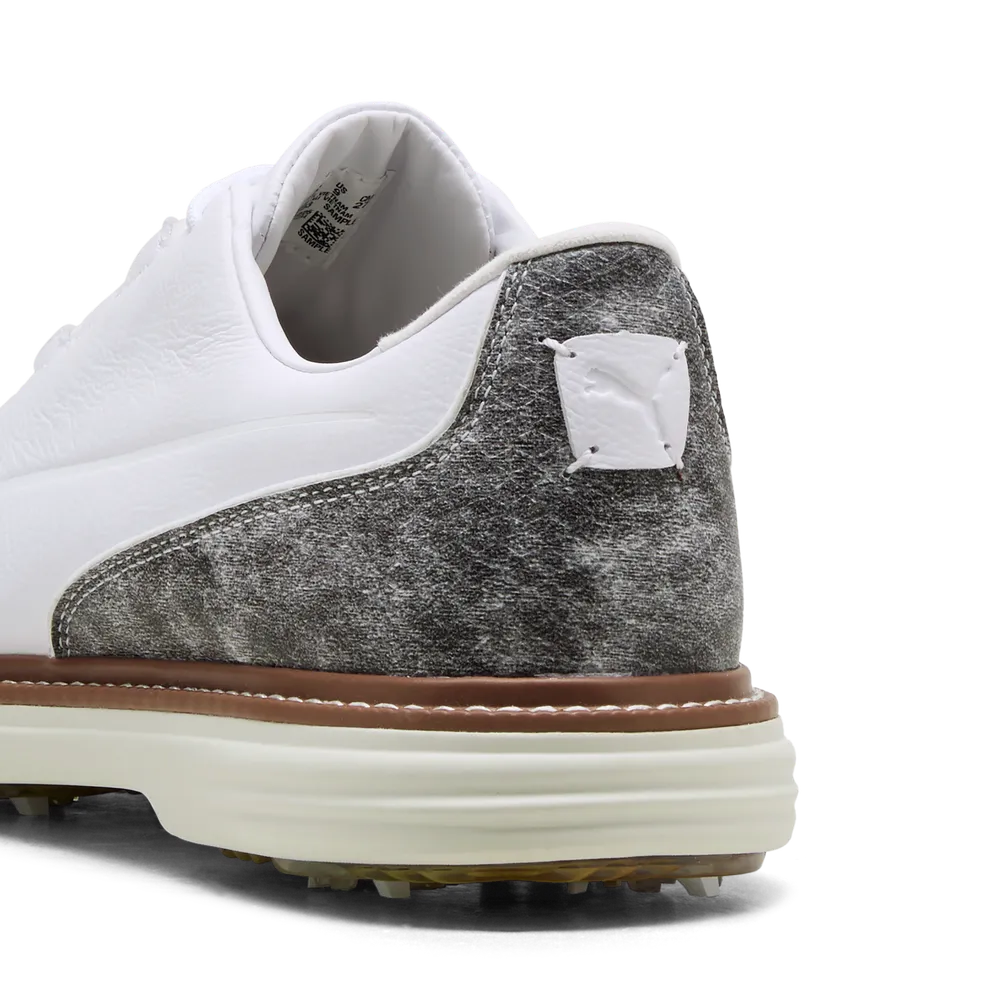 Puma Avant Tour Spiked Golf Shoes - Puma White & Brown Mushroom