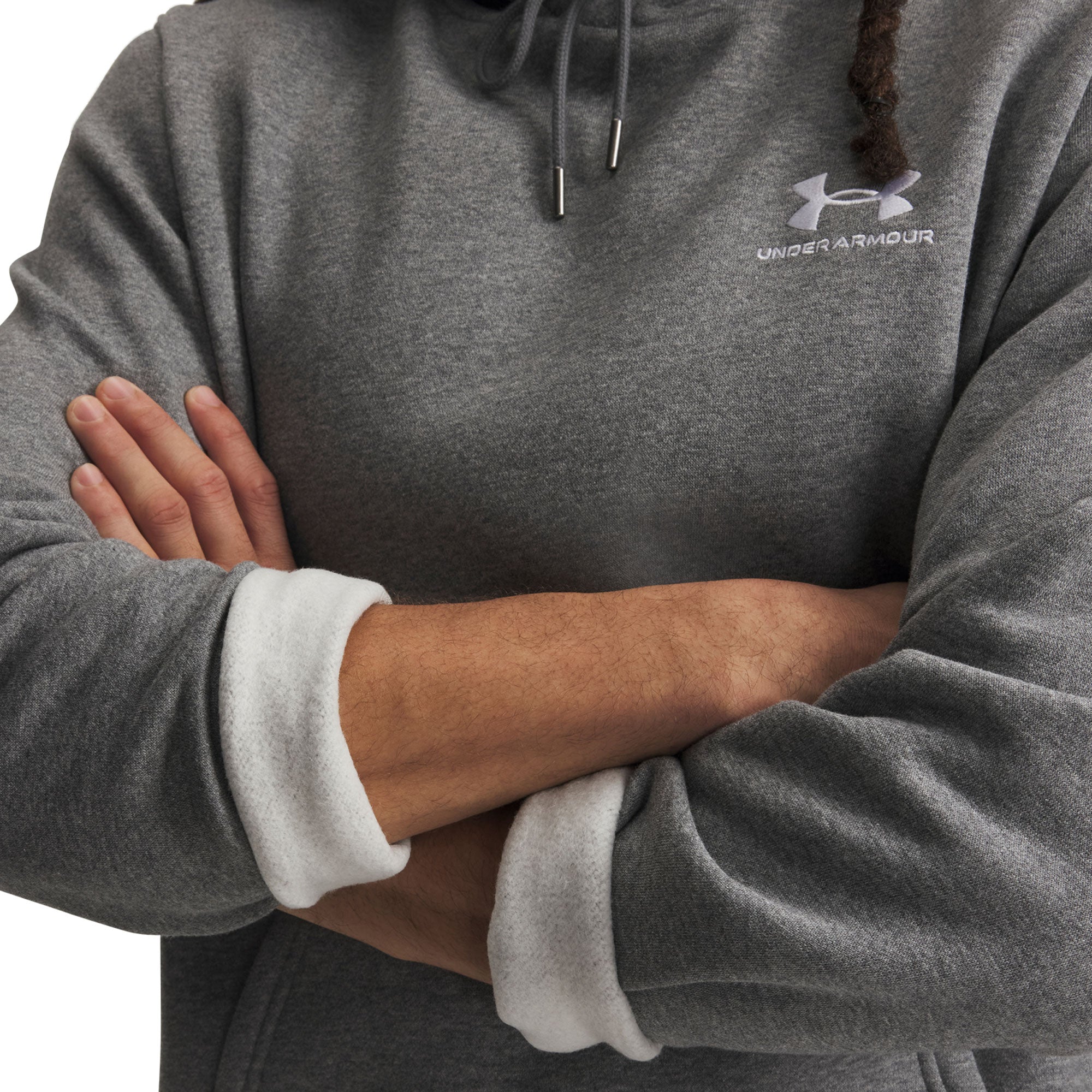 Under Armour Icon Fleece Hoodie - Pitch Grey, Medium heather & White