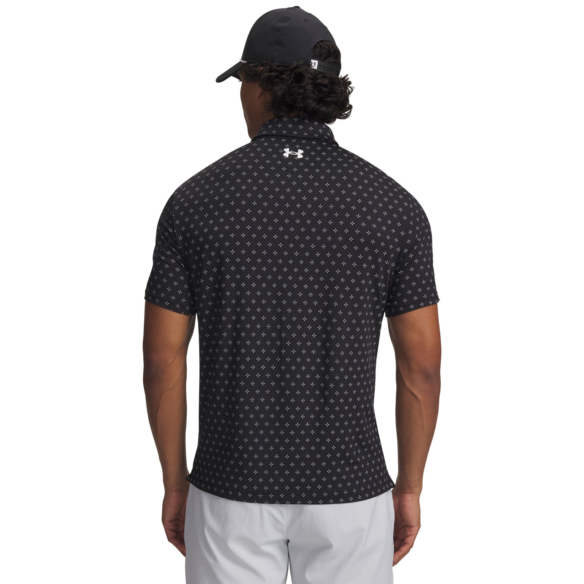 Under Armour Playoff 3.0 Printed Golf Polo Shirt - Black, White & White