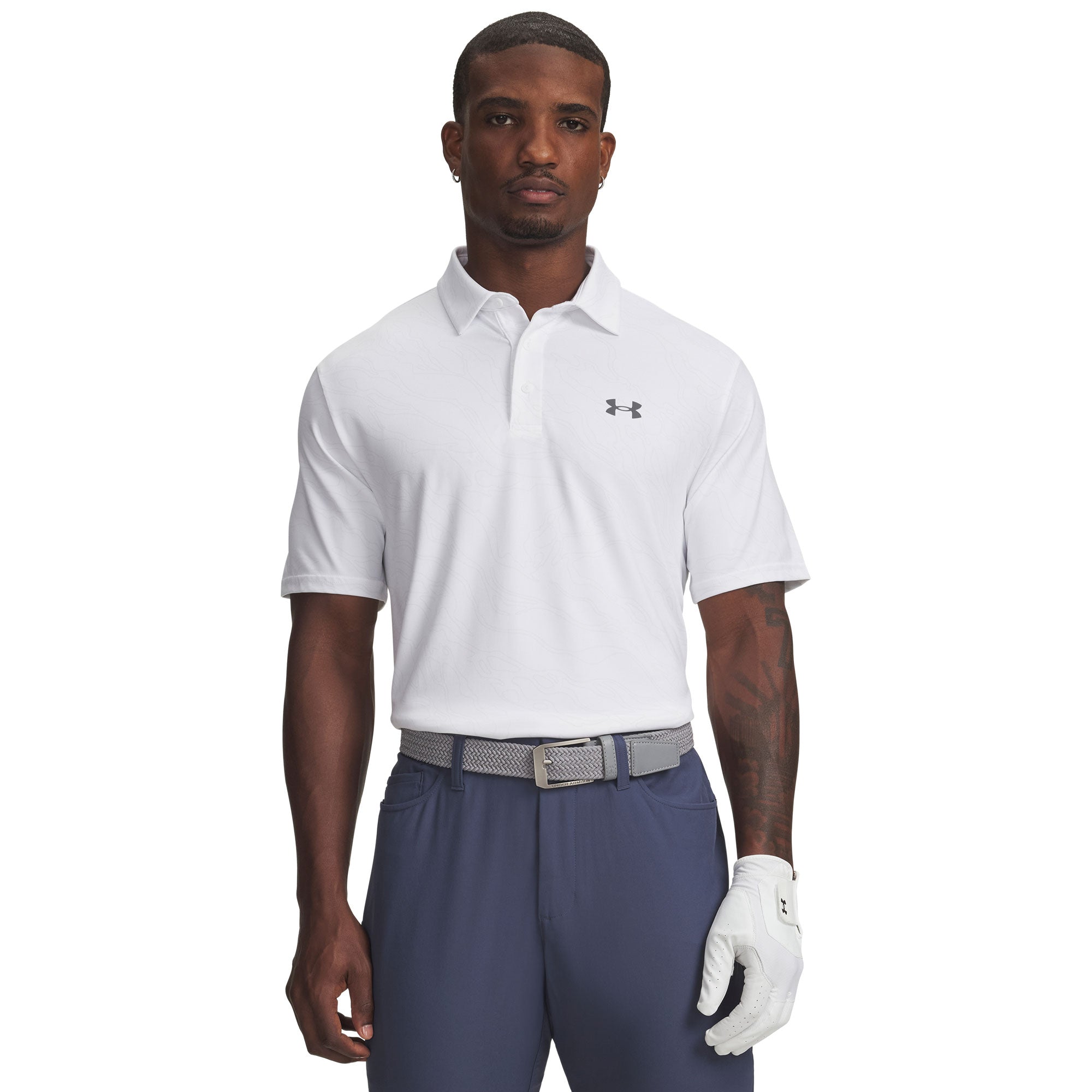 Under Armour Playoff 3.0 Printed Golf Polo - White, Distant Grey & Castlerock