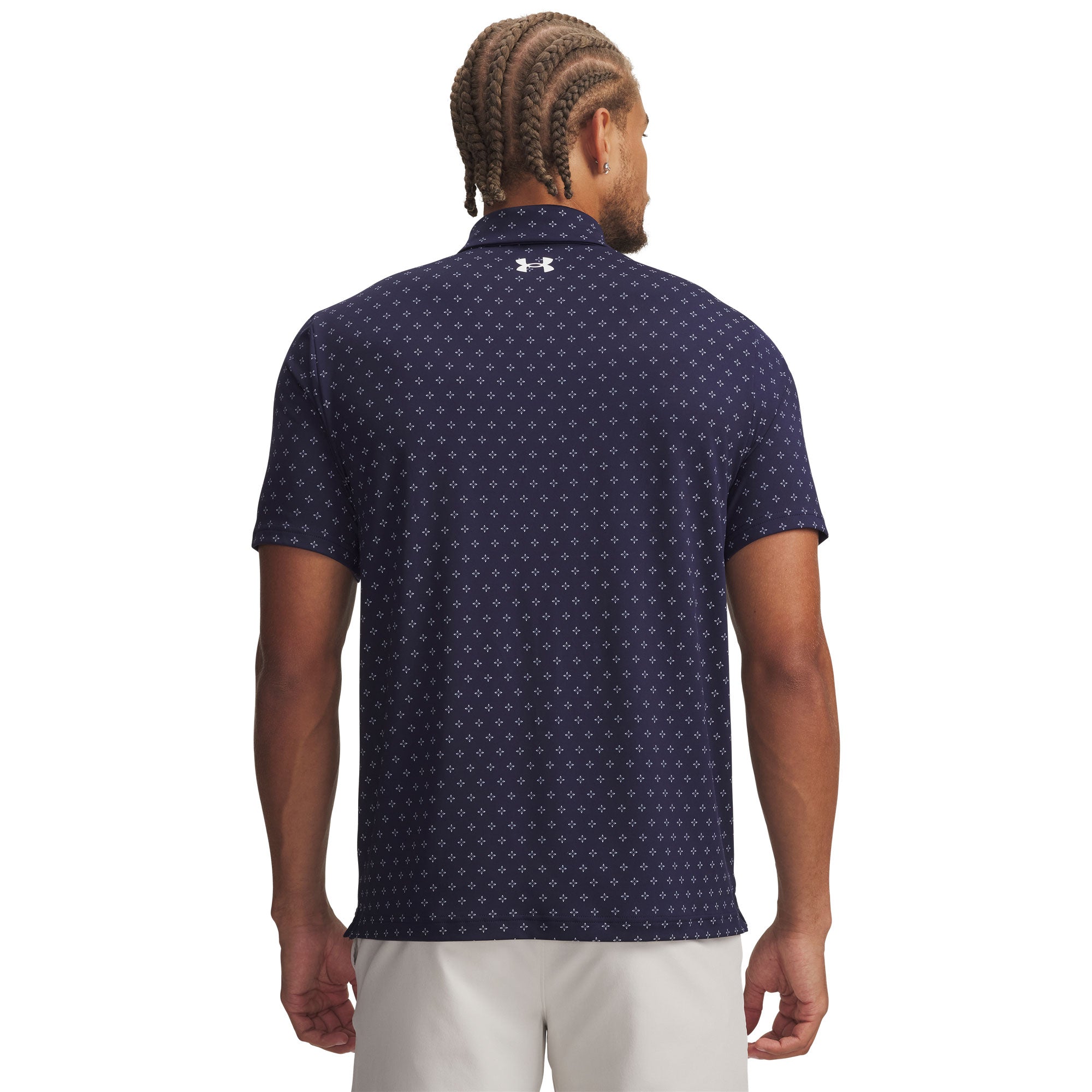 Under Armour Playoff 3.0 Printed Golf Polo Shirt - Midnight Navy, White & White