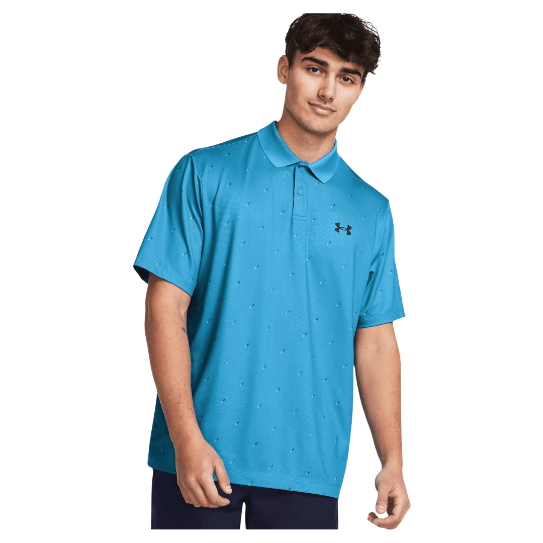 Mens Under Armour Performance 3.0 Printed Golf Polo Shirt (Capri)