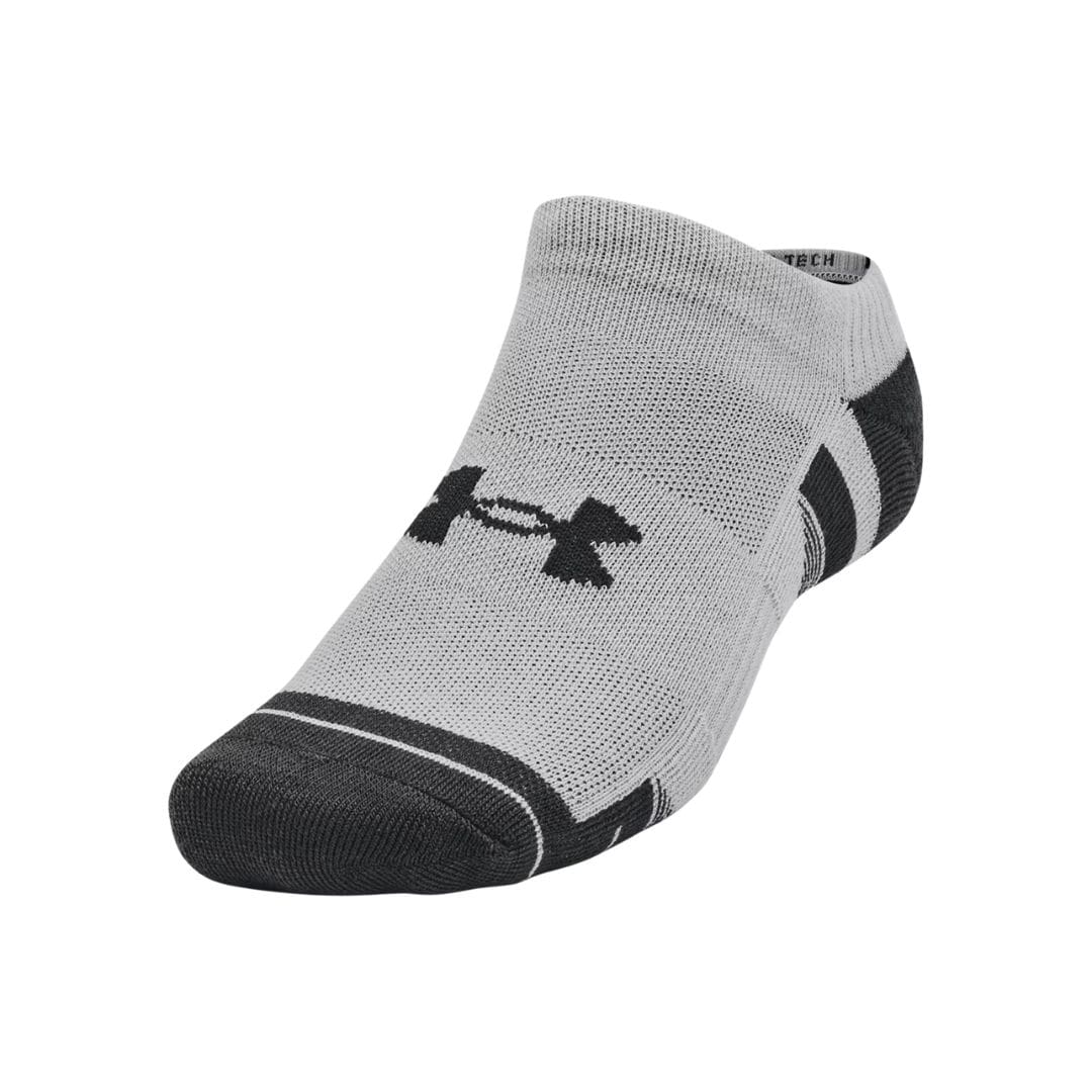 Under Armour Performance Tech 3-Pack No Show Socks (White, Mod Grey & Black)
