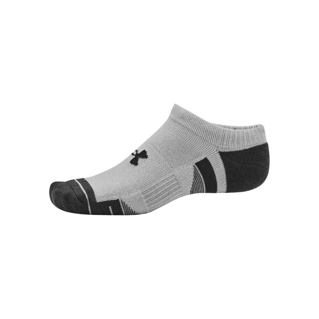 Under Armour Performance Tech 3-Pack No Show Socks (White, Mod Grey & Black)