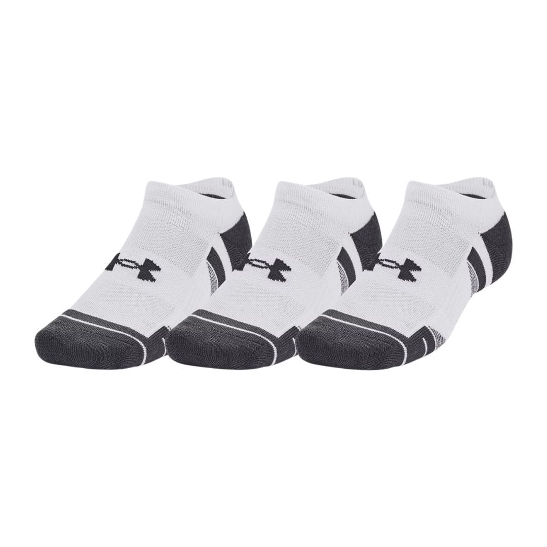 Under Armour Performance Tech 3-Pack No Show Socks (White & Jet Grey)