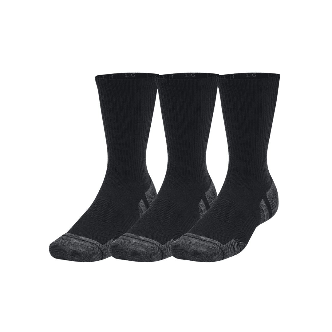 Unisex Under Armour Performance Tech 3-Pack Crew Socks (Black)