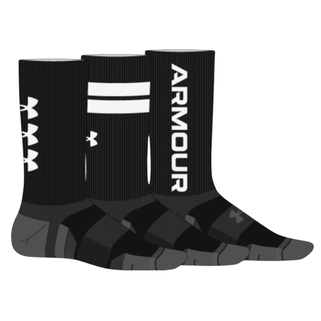 Unisex UA Performance Tech 3-Pack Crew Socks (Black)