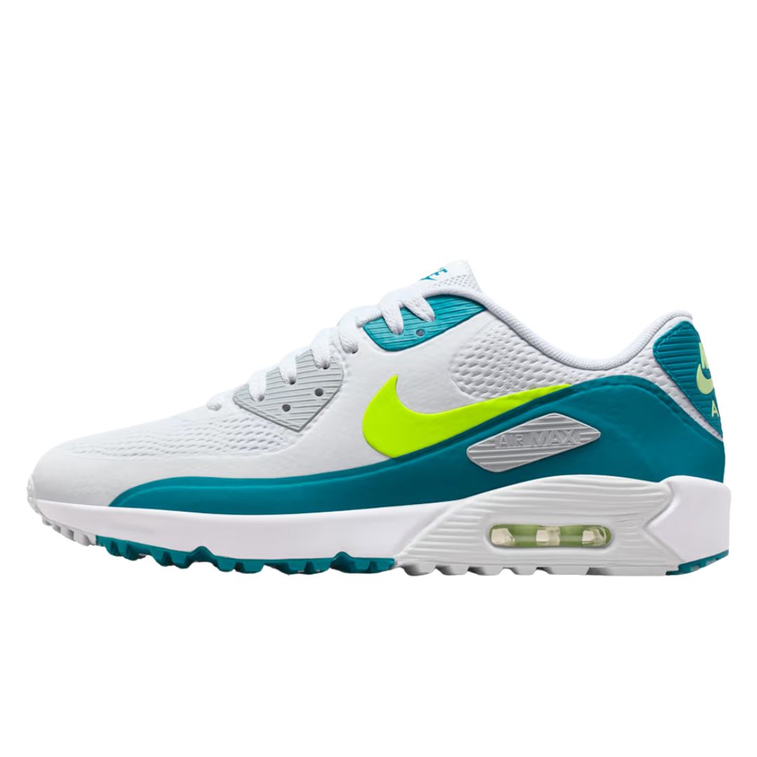 Nike Air Max 90 G Golf Shoe - White, Volt - Bright Spruce