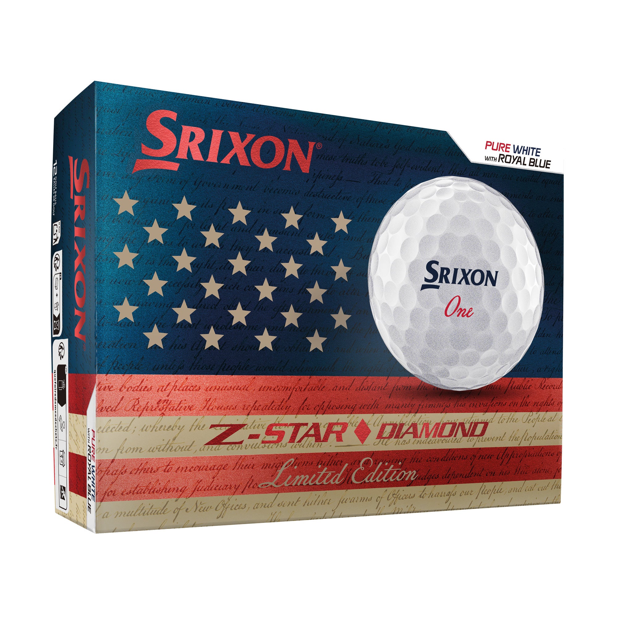 Srixon Limited Edition US Open Z-Star Diamond Golf Balls - Pure White & Royal Blue