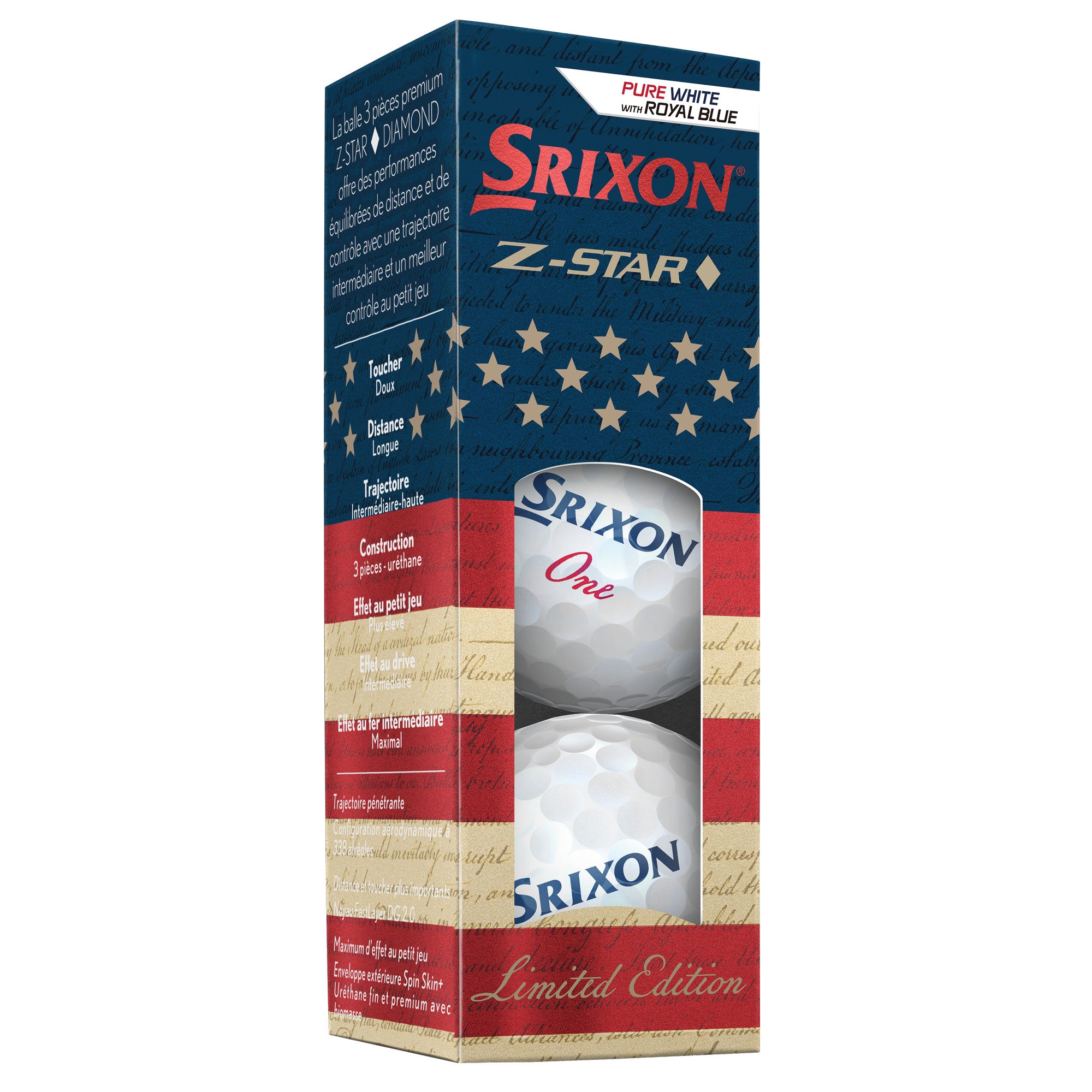 Srixon Limited Edition US Open Z-Star Diamond Golf Balls - Pure White & Royal Blue