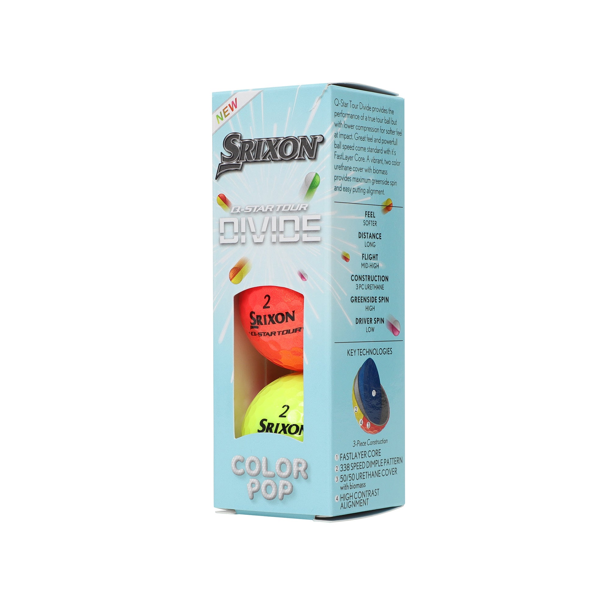Srixon Q Star Tour Divide Golf Balls - Colour Pop