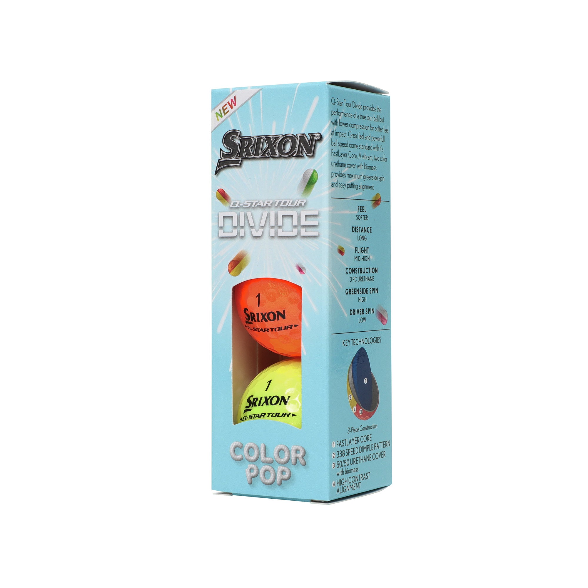 Srixon Q Star Tour Divide Golf Balls - Colour Pop