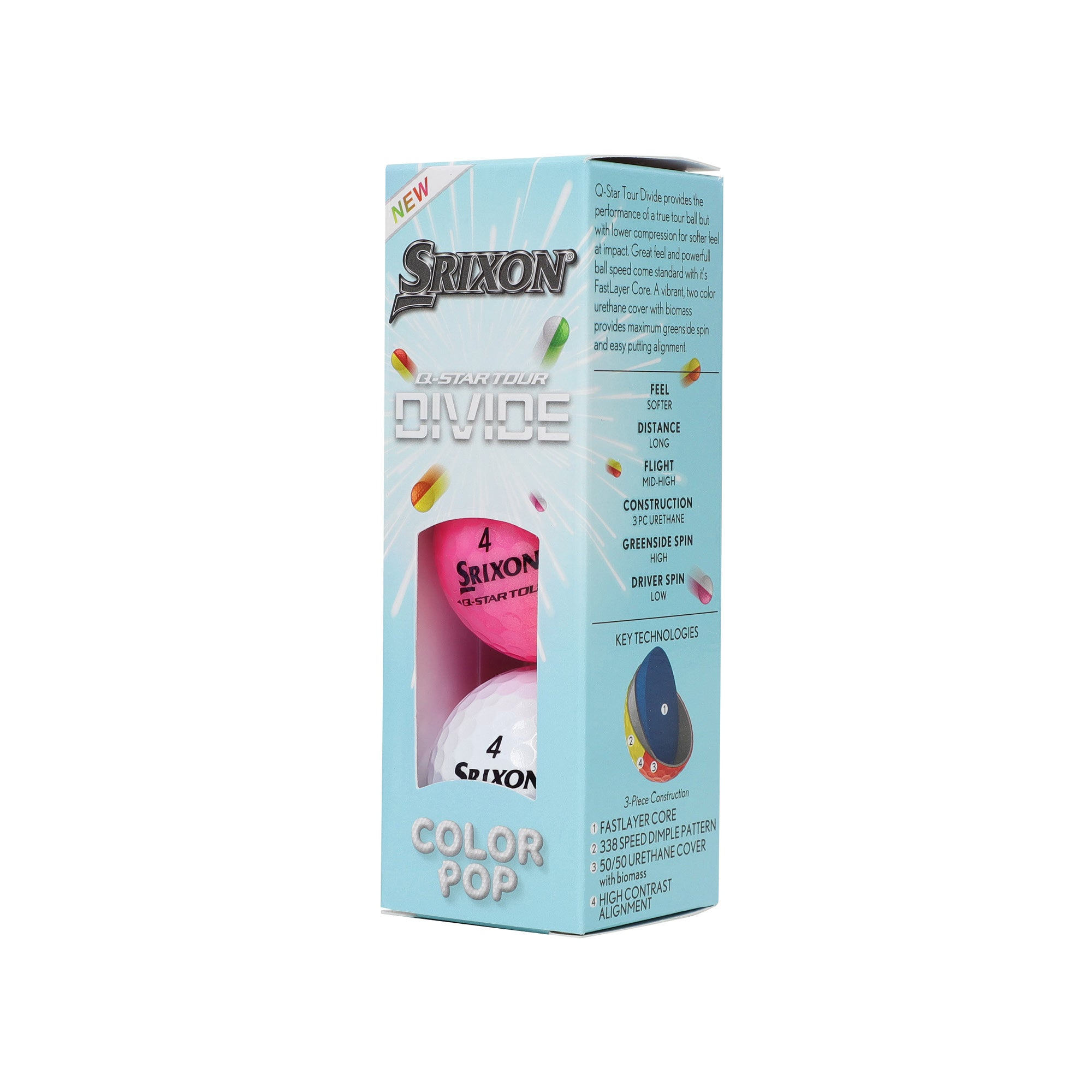 Srixon Q Star Tour Divide Golf Balls - Colour Pop