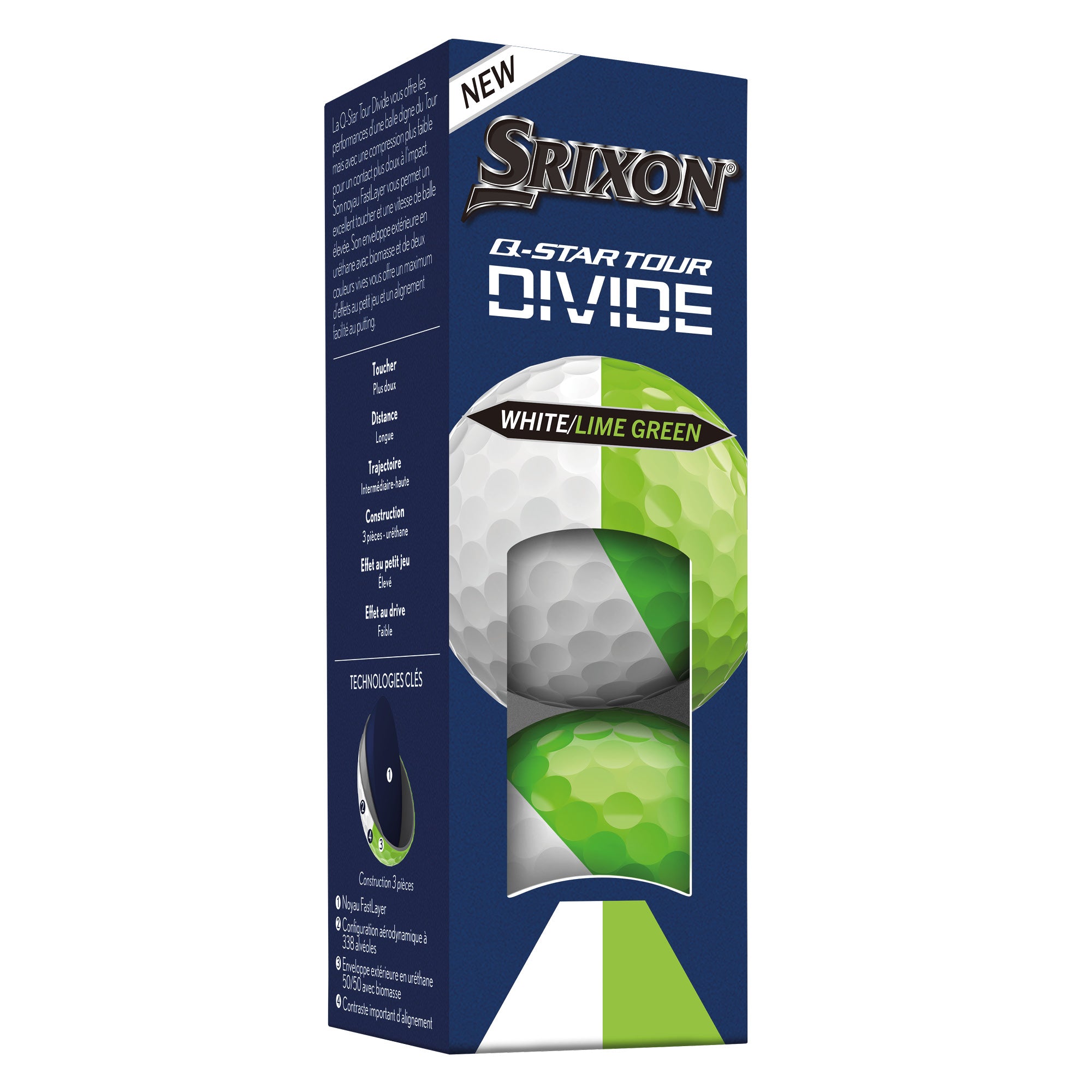 Srixon Q Star Tour Divide Golf Balls - White & Lime Green
