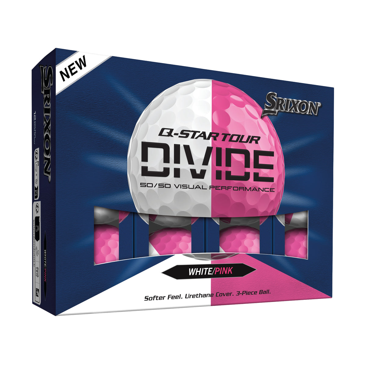 Srixon Q Star Tour Divide Golf Balls - White & Pink - 12 Pack