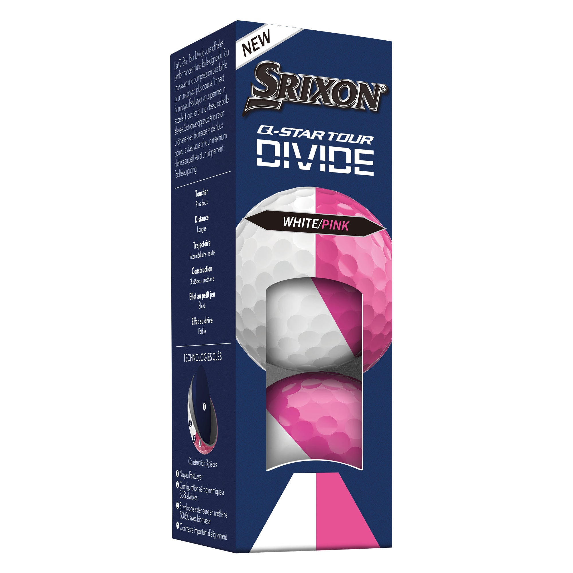 Srixon Q Star Tour Divide Golf Balls - White & Pink