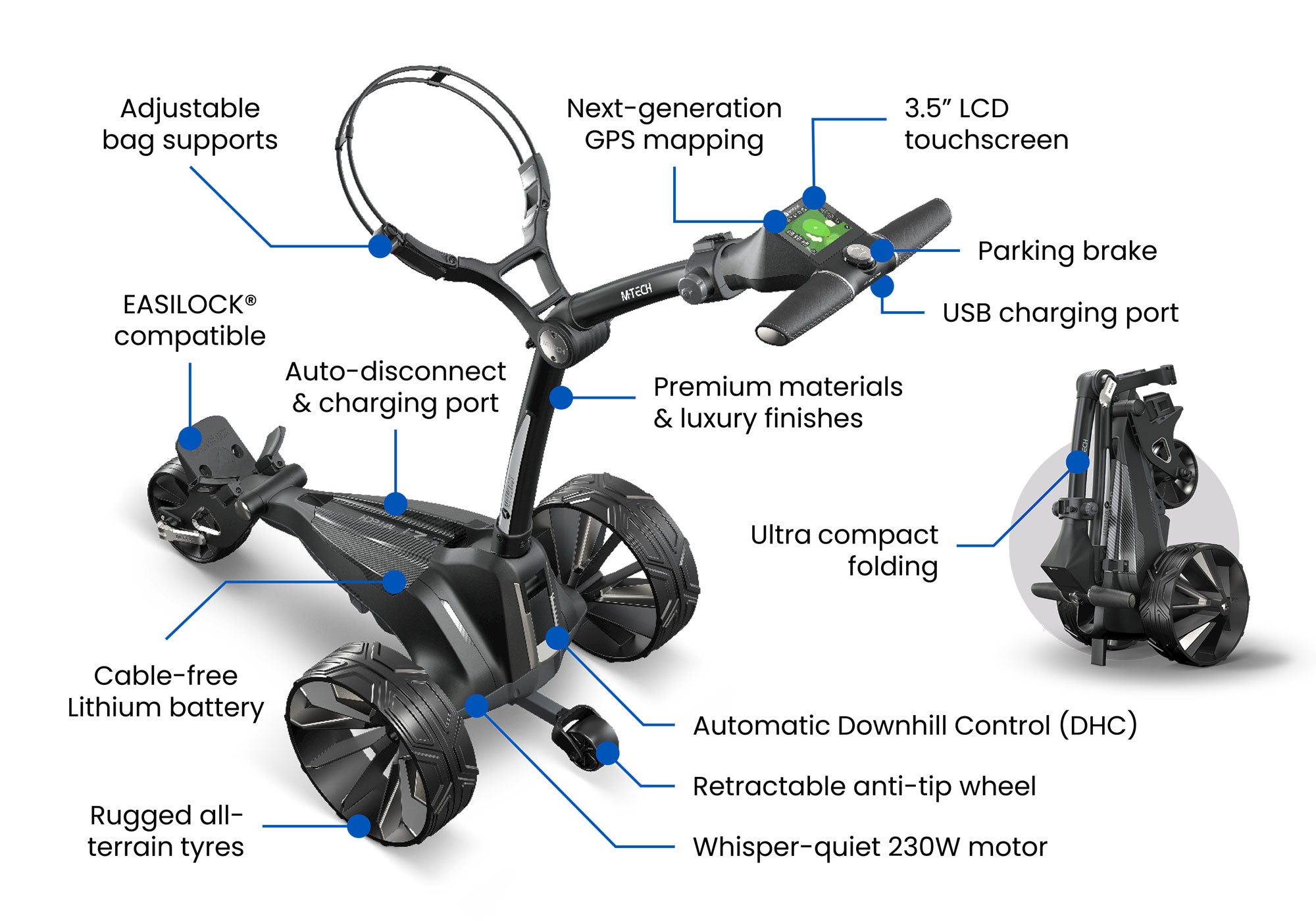 Motocaddy M-Tech GPS Electric Golf Trolley - Ultra Lithium Battery
