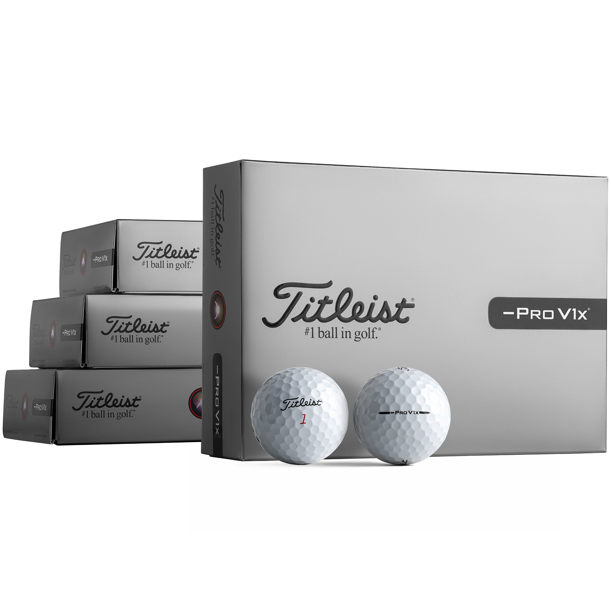 Titleist Pro V1x Left Dash White Golf Balls - 4 For 3 Loyalty Rewarded Pack (Plain)