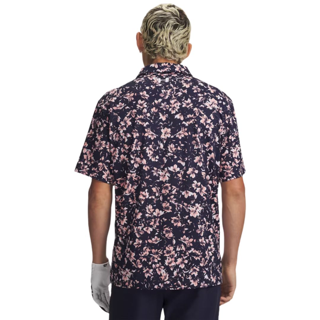 Under Armour Matchplay Printed Polo Shirt - Midnight Navy, Pink Floral & White