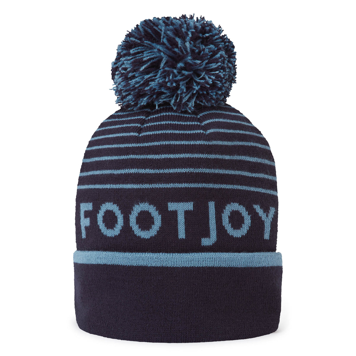 Footjoy Striped Bobble Golf Beanie Hat - Navy & Maiden