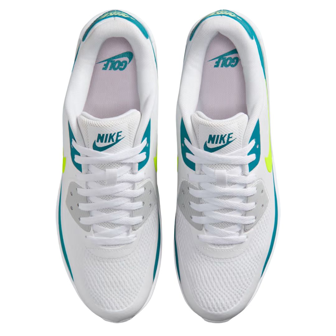 Nike Air Max 90 G Golf Shoe - White, Volt - Bright Spruce
