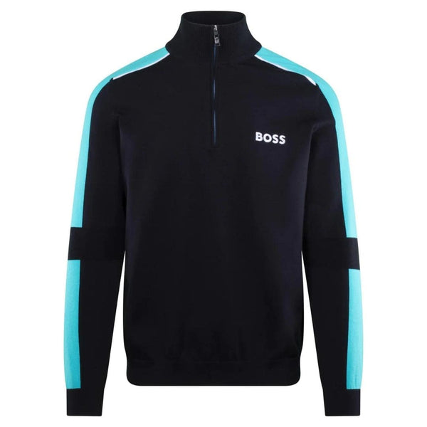 HUGO BOSS ボス ゴルフ セーター ブルー UK-Sサイズ 新品 Blue Half Zip Pullovers for Men by HUGO BOSS