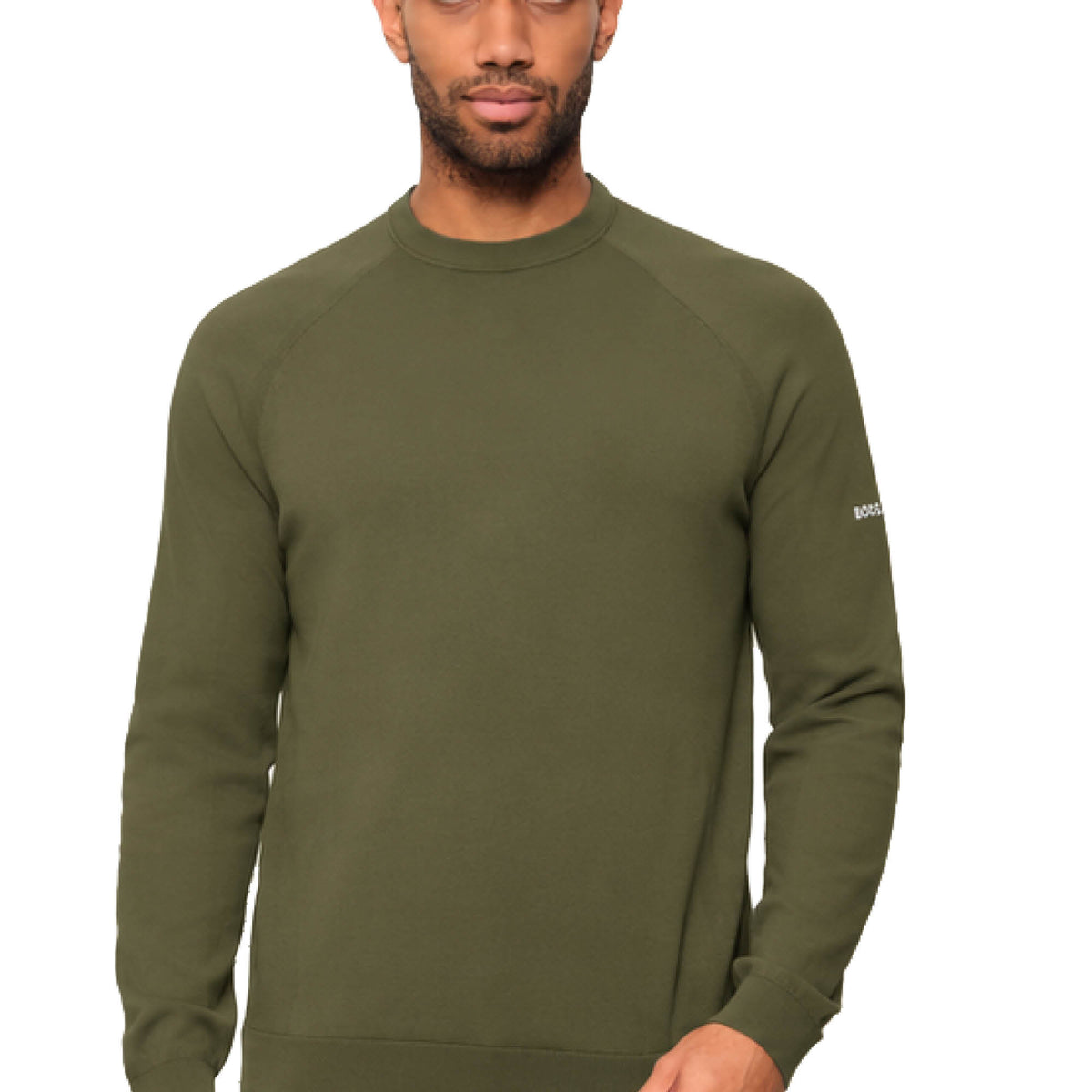 BOSS GOC Rank Knitted Crew Neck Golf Sweater - Open Green