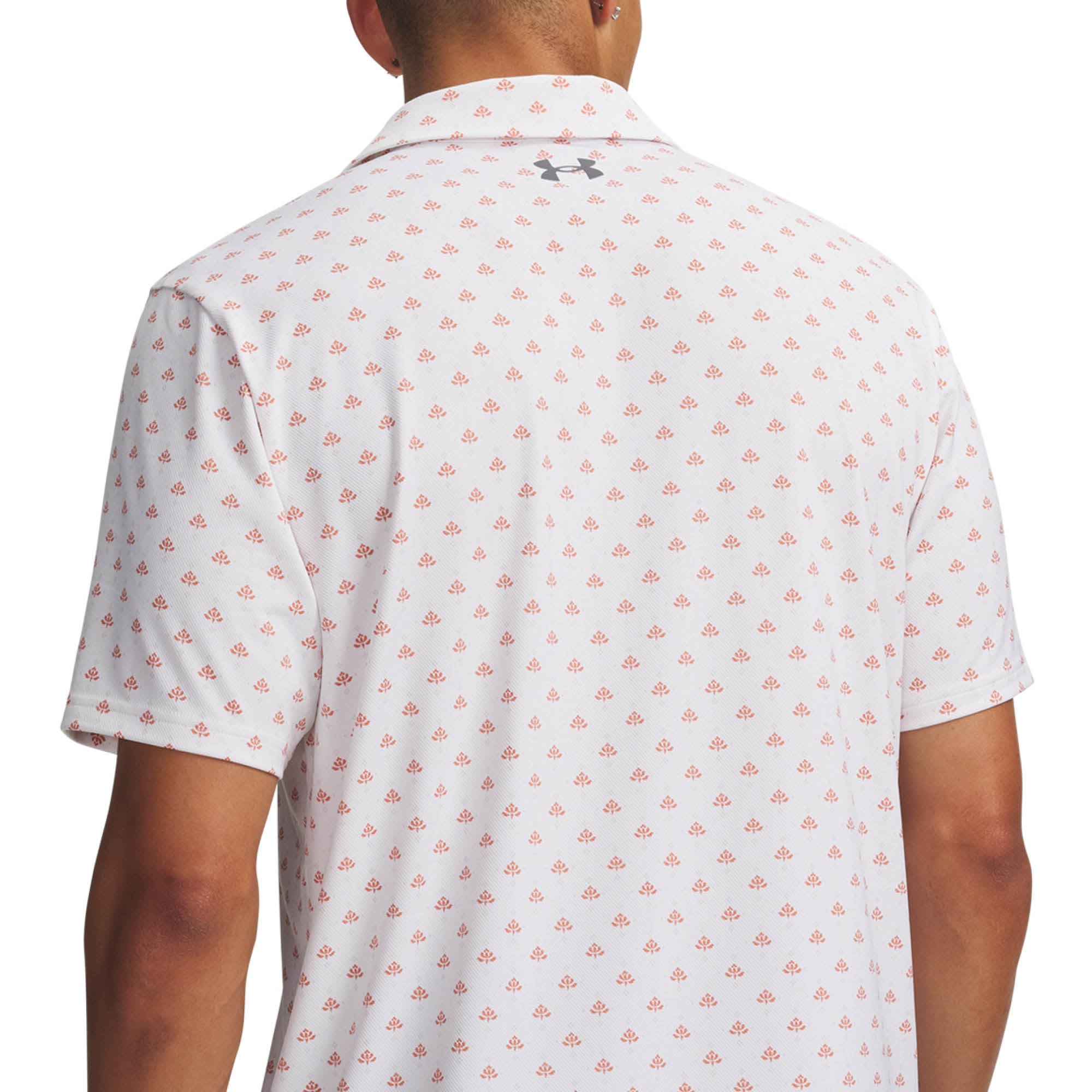 Under Armour Matchplay Printed Golf Polo Shirt - White, Vintage Maroon & Navy Academy