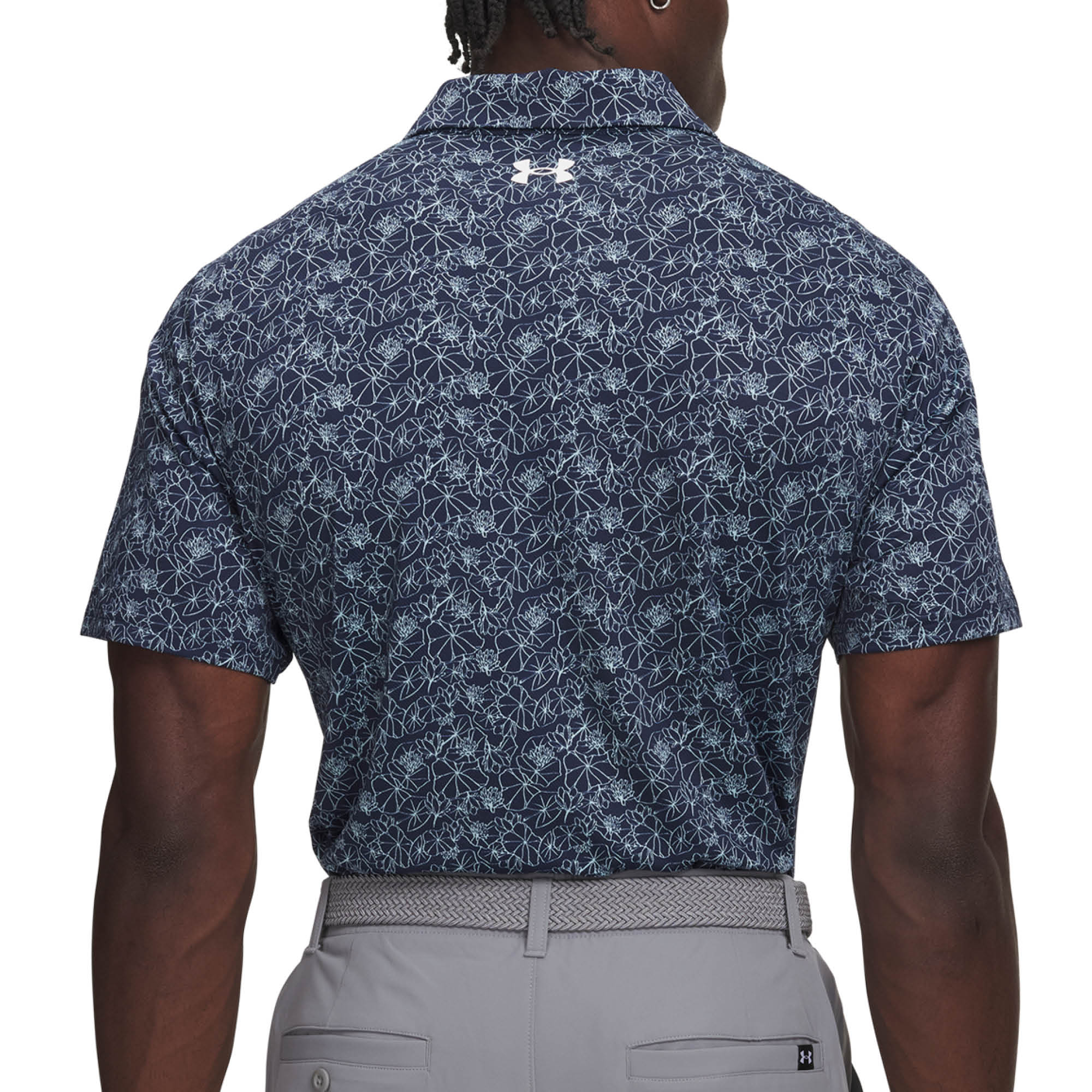 Under Armour Matchplay Printed Golf Polo Shirt - Academy, Opal Blue & White