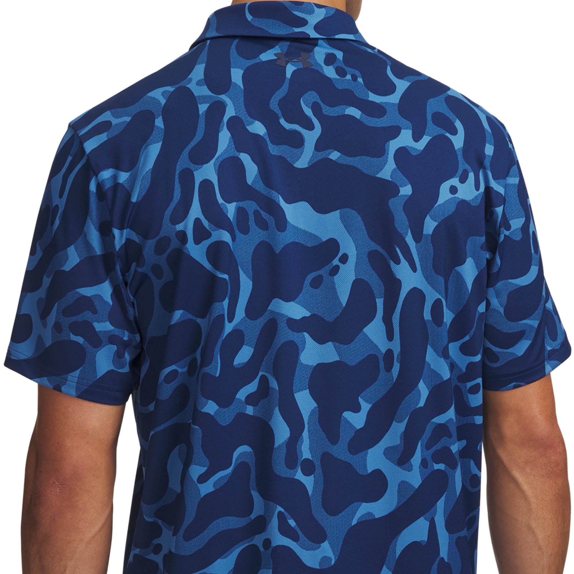 Under Armour Matchplay Printed Golf Polo Shirt - Aegean Blue & Navy Academy