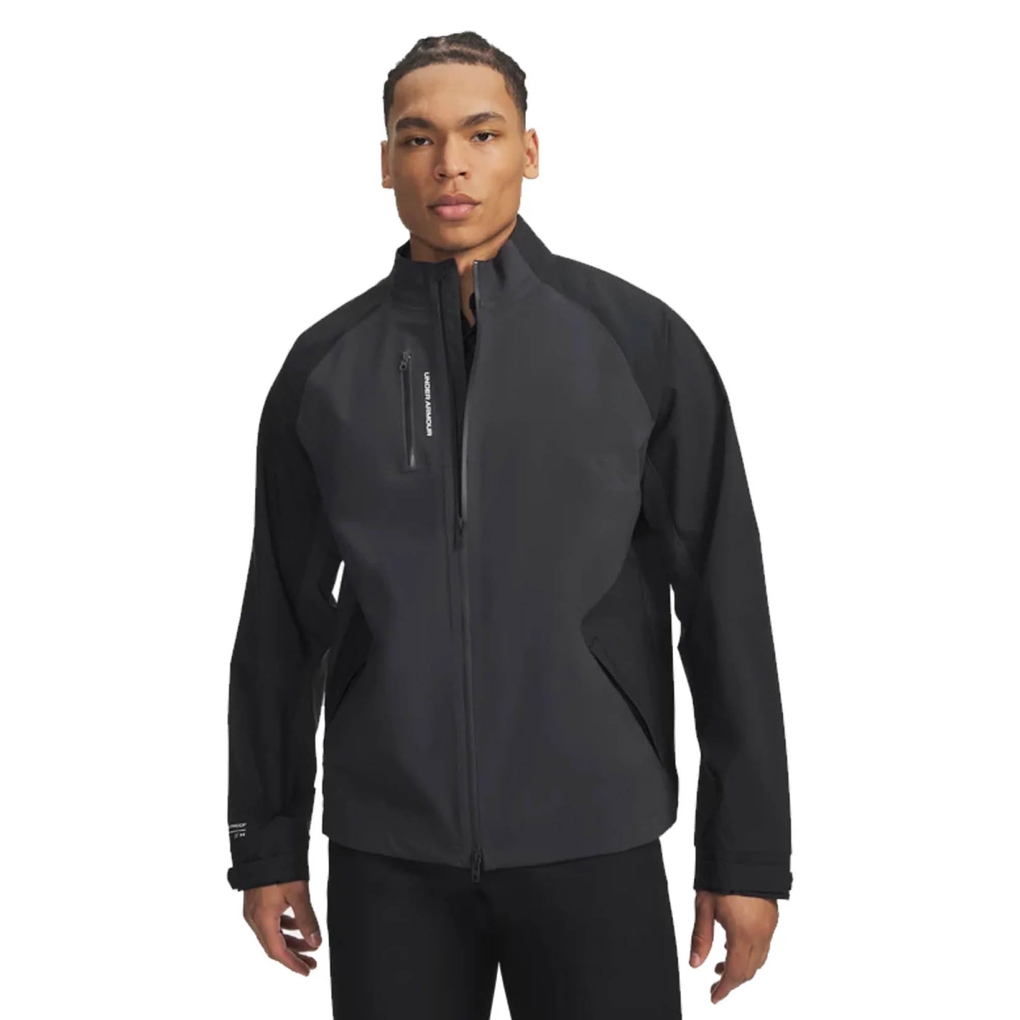 Under Armour Glide Golf Rain Jacket AW26 - Black, Anthracite & Metallic Silver
