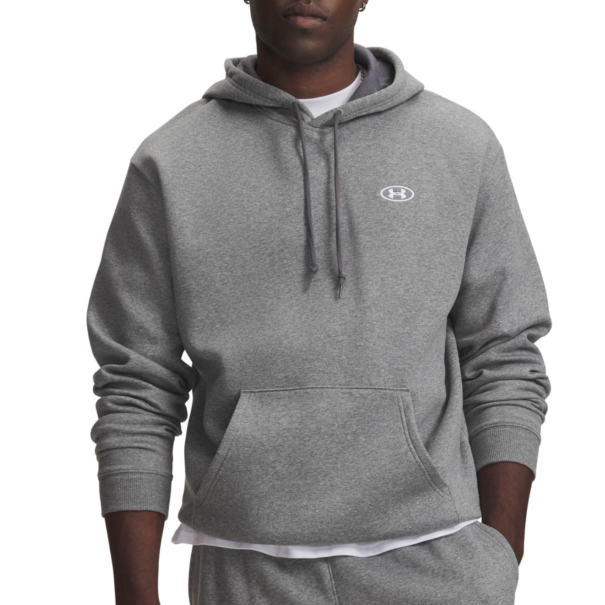 Under Armour Rival Fleece Golf Hoodie - Castlerock Light Heather & White