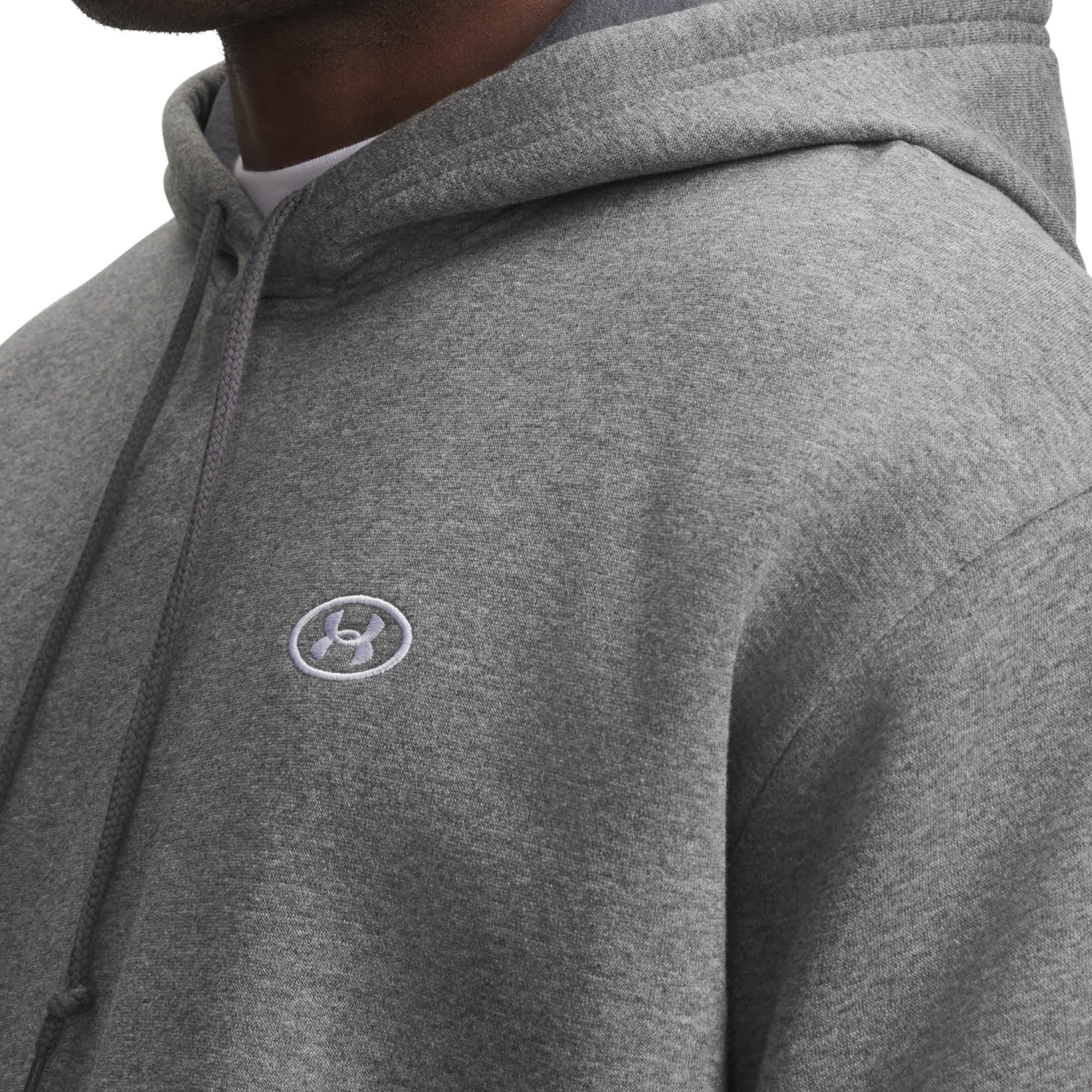 Under Armour Rival Fleece Golf Hoodie - Castlerock Light Heather & White